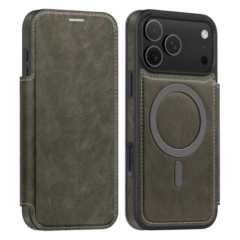 Capa flip para iPhone 17 Pro Max MagSafe compatível com suporte para cartão RFID