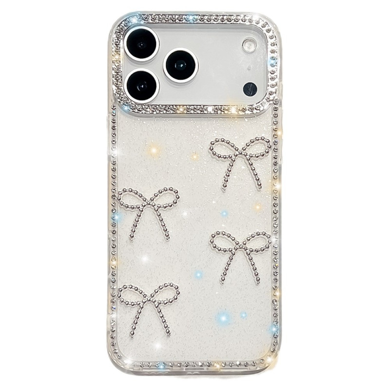 Capa para iPhone 17 Pro Max decorada com borboletas e purpurinas