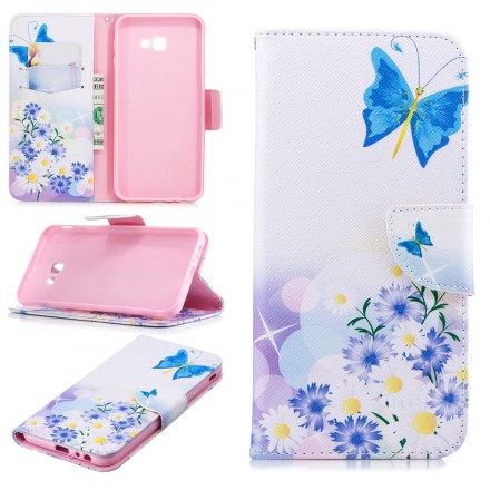 Samsung Galaxy J4 Plus Capa Pintada de Borboletas e Flores