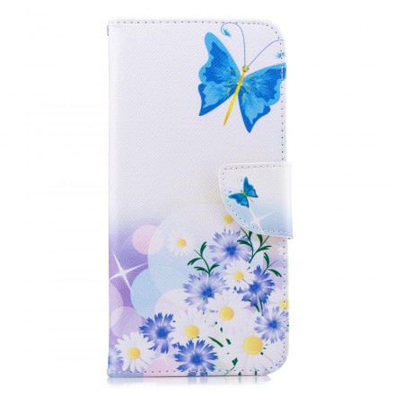Samsung Galaxy J4 Plus Capa Pintada de Borboletas e Flores