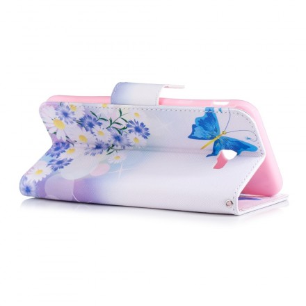 Samsung Galaxy J4 Plus Capa Pintada de Borboletas e Flores