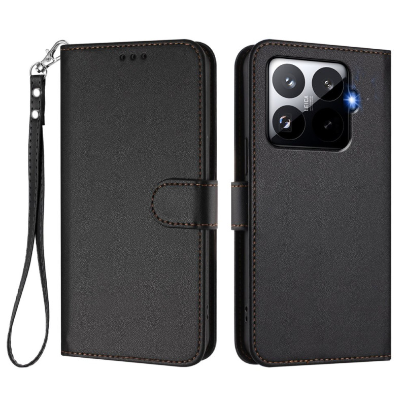 Capa de couro com alça para Xiaomi 15T Pro