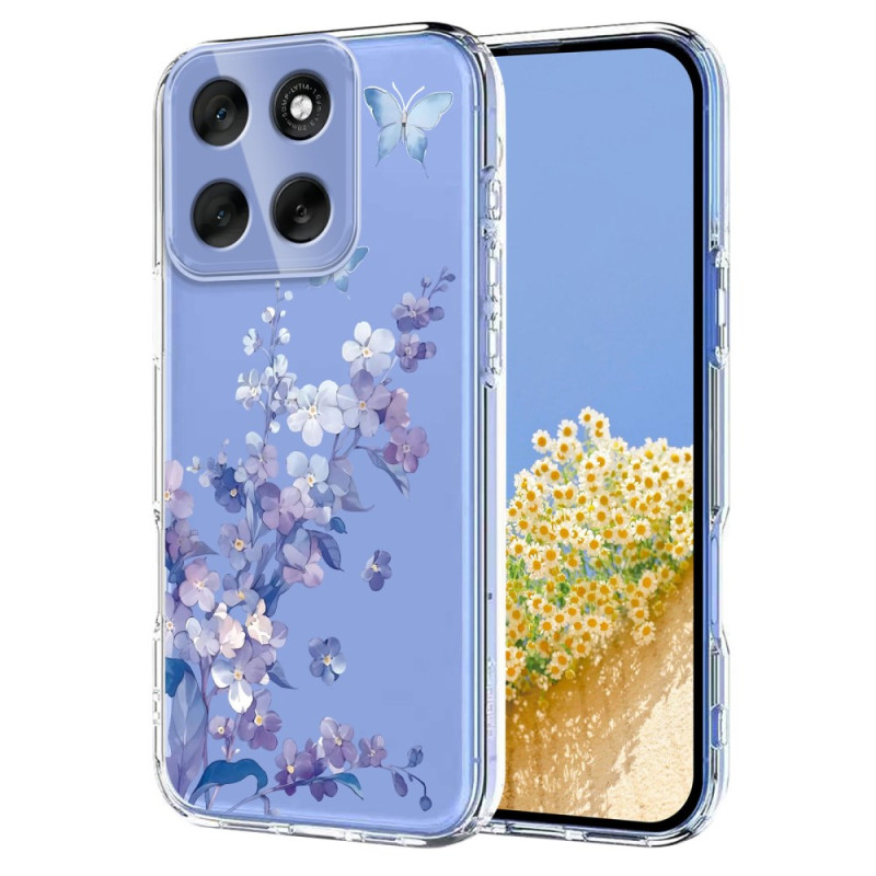 Capa transparente com flores para Moto G86 5G