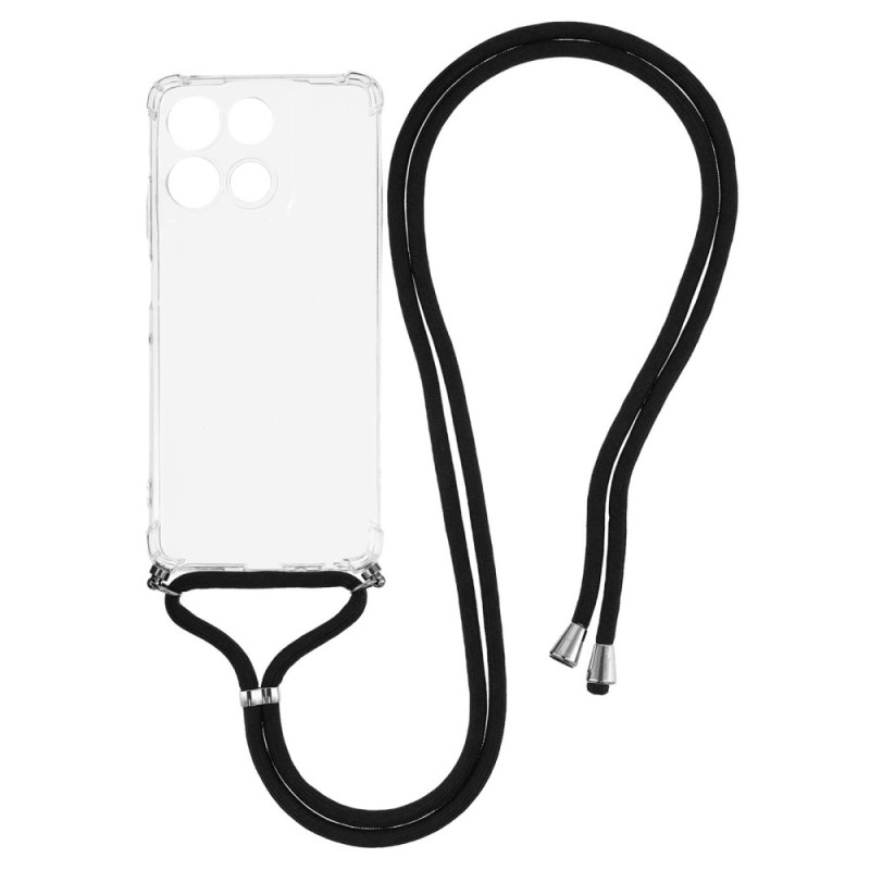 Capa com cordão transparente para Moto G56 5G