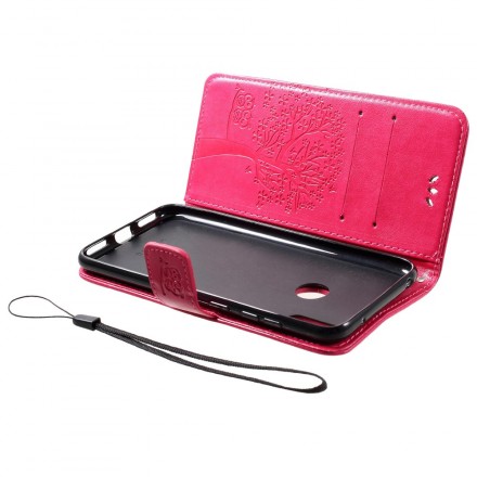 Capa Huawei Y7 2019 Árvore e Corujas com CordÃ£o