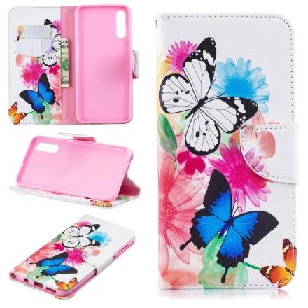 Samsung Galaxy A50 Capa pintada de borboletas e flores