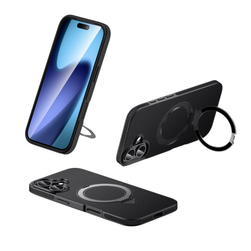 Capa de couro compatível com MagSafe para iPhone 17 com suporte