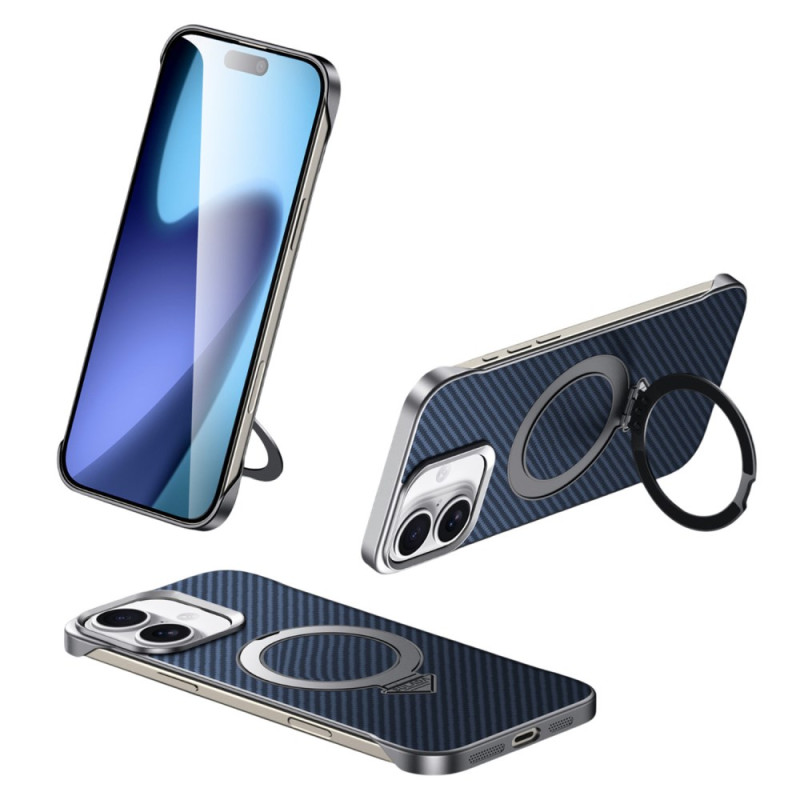 Capa para iPhone 17 com efeito de pele e suporte compatível com MagSafe