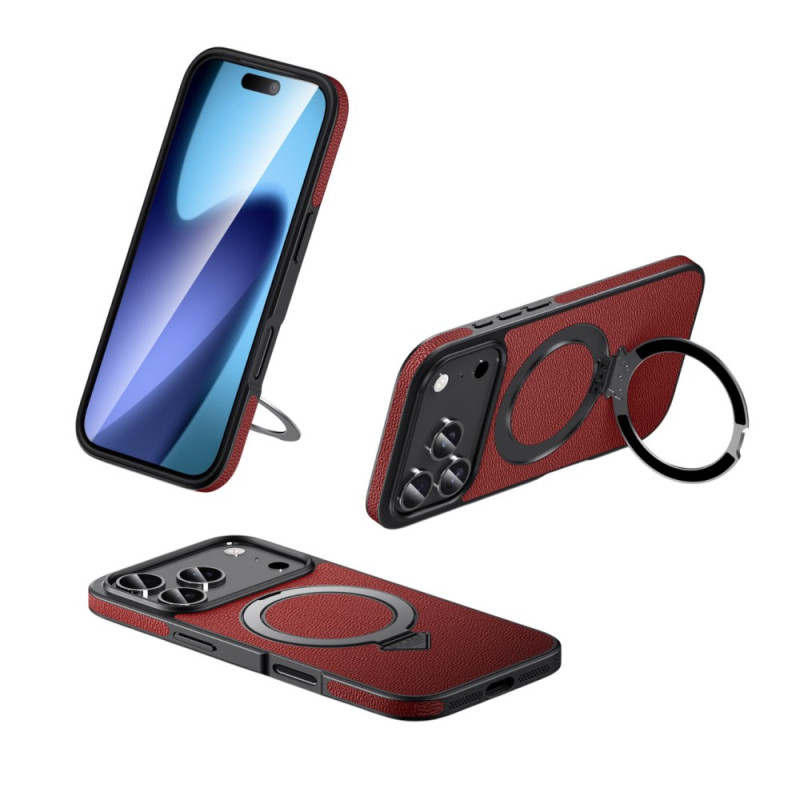Capa de couro compatível com MagSafe para iPhone 17 Pro com suporte integrado