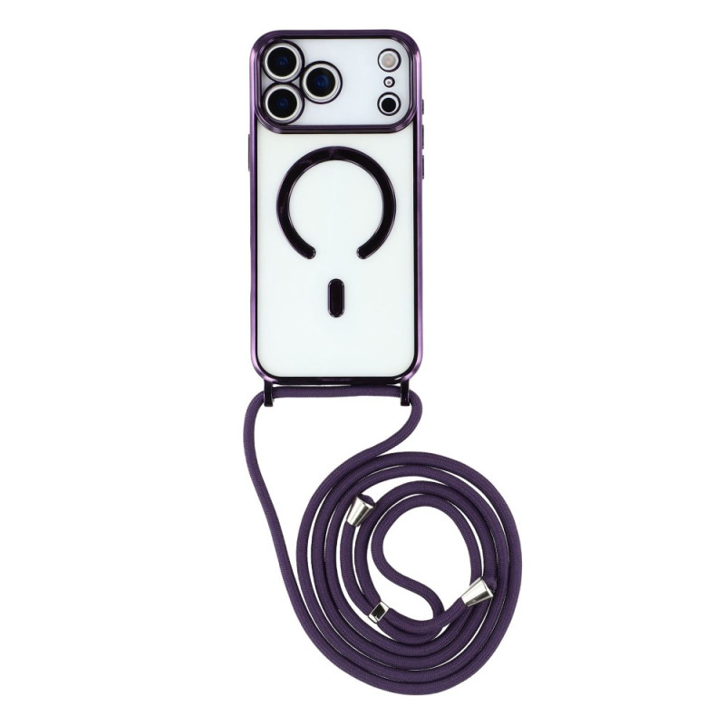 Capa com cordão para iPhone 17 Pro compatível com MagSafe transparente