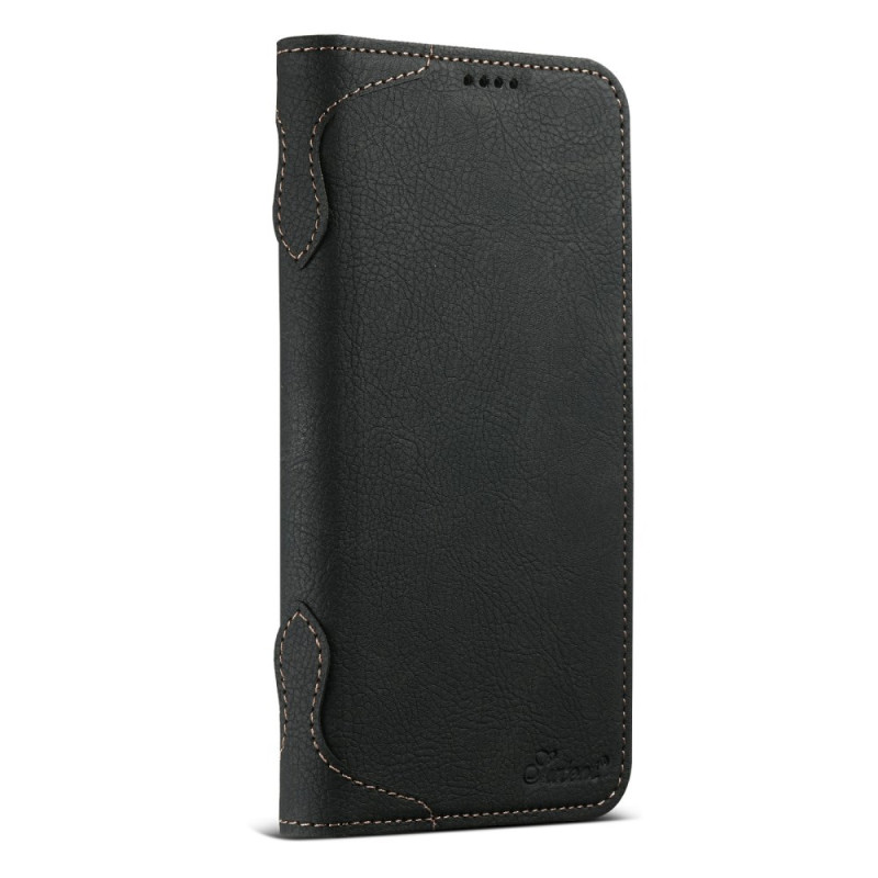 Capa flip para iPhone 17 Pro compatível com MagSafe Textura Litchi