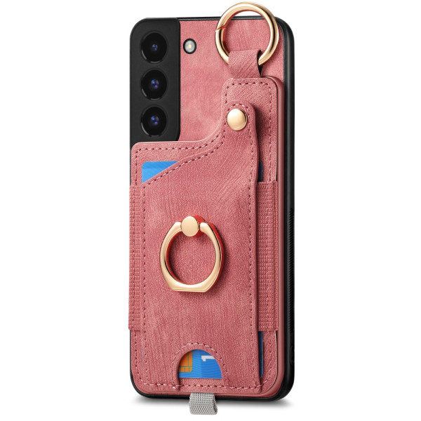 Capa para cartão Samsung Galaxy S22 5G com anel de efeito camurça