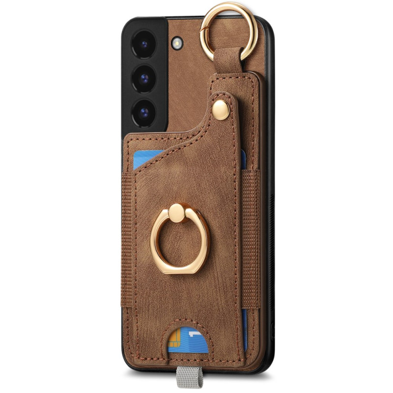 Capa para cartão Samsung Galaxy S22 5G com anel de efeito camurça