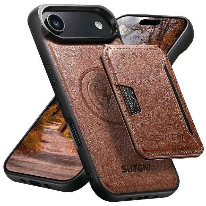 Capa para cartão com efeito de couro magnético para iPhone 17 Air