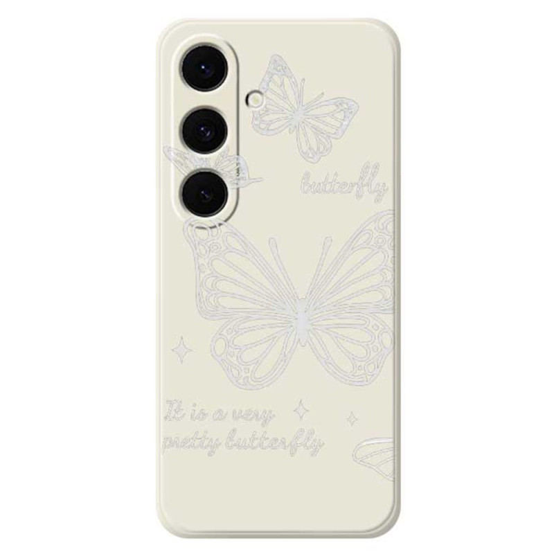 Capa de silicone Butterfly branca para Samsung Galaxy S25 FE