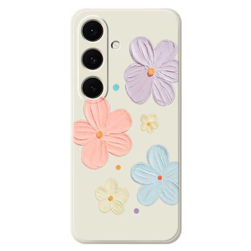 Capa de silicone para Samsung Galaxy S25 FE Flores em tons pastel