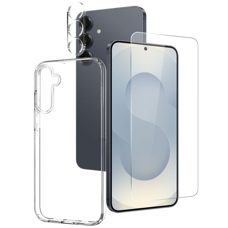 Capa transparente para Samsung Galaxy S25 FE com protetor de ecrã e câmara
