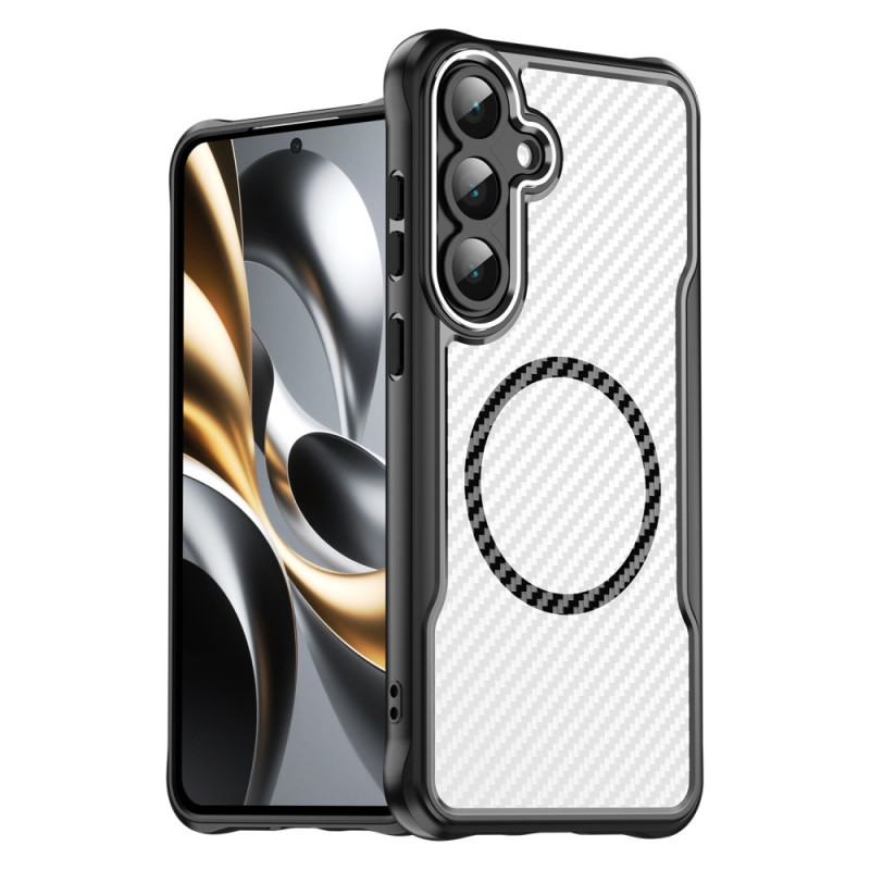 Capa para Samsung Galaxy S25 FE compatível com MagSafe Textura em fibra de carbono