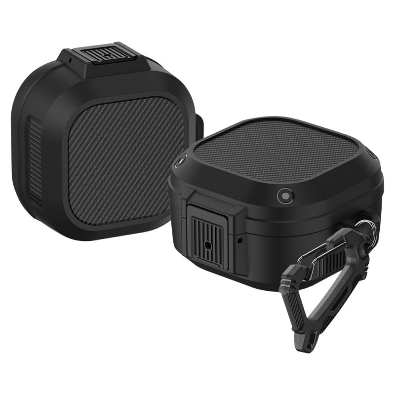 Capa híbrida com mosquetão para Samsung Galaxy Buds2 Pro / Buds2 / Buds Pro / Buds Live
