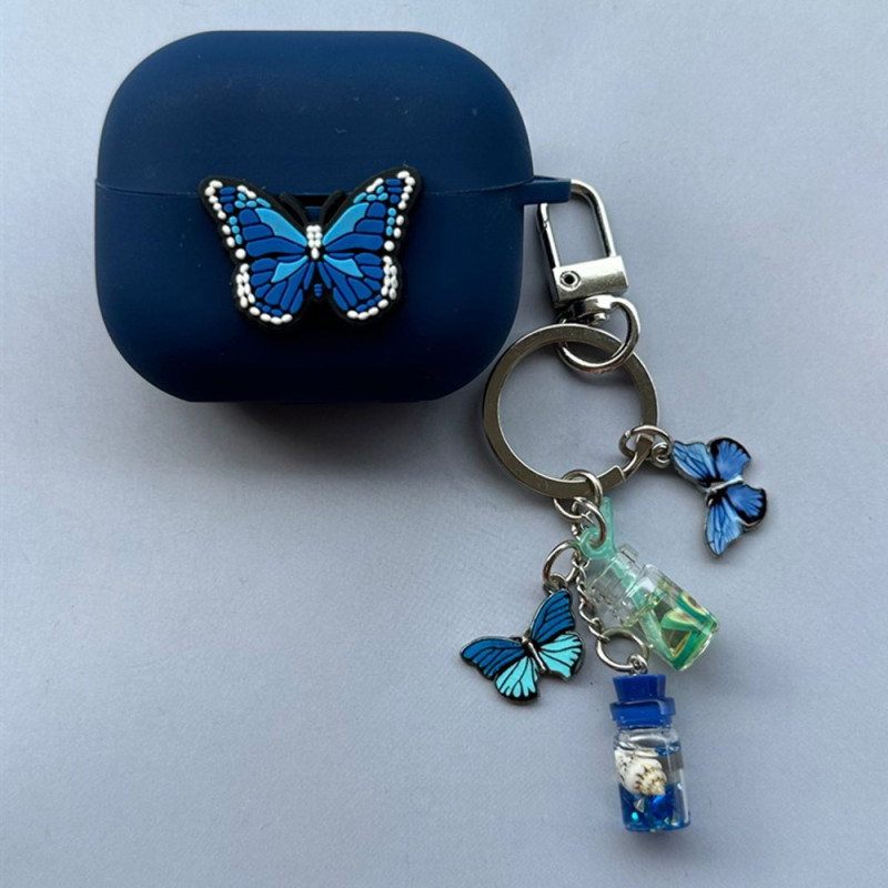 Samsung Galaxy Buds3 Pro / Buds3 Blue Butterfly Case com pingente