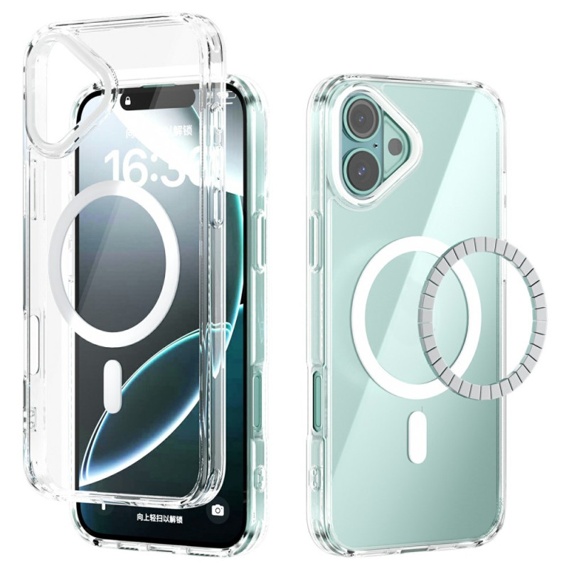 Capa MagSafe transparente para iPhone 16 com rebordos coloridos