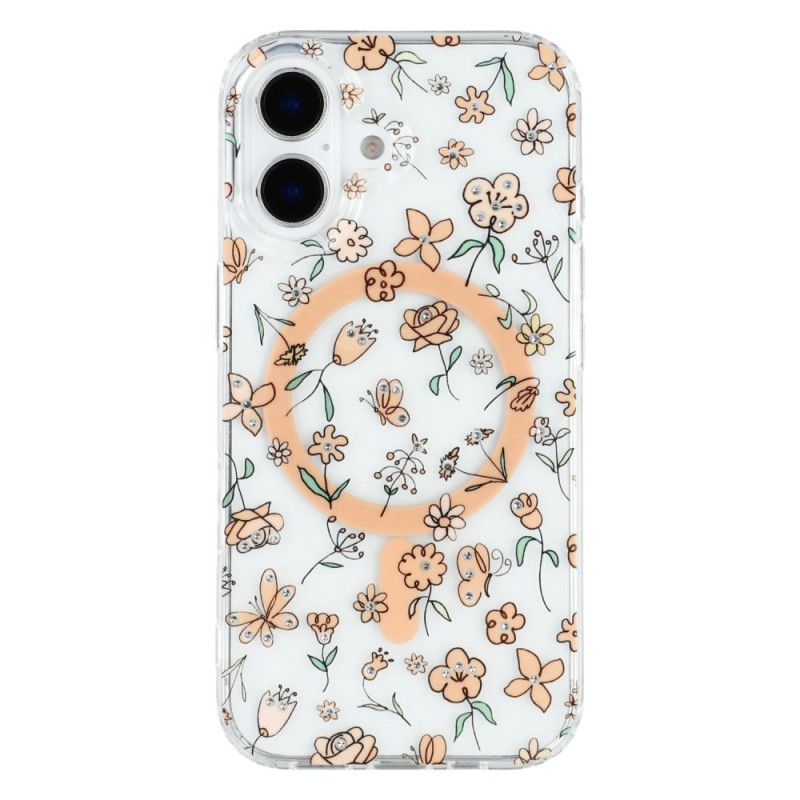 Capa para iPhone 16 MagSafe Transparent Flower Design
