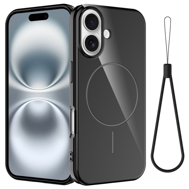 Capa de silicone Magsafe para iPhone 16 Plus com cordão
