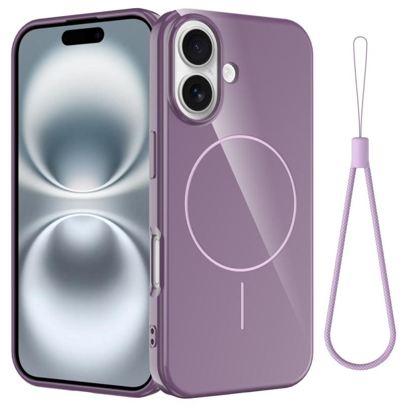 Capa de silicone Magsafe para iPhone 16 Plus com cordão