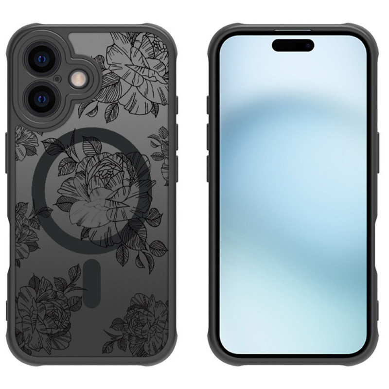 Capa para iPhone 16 Plus MagSafe padrão floral