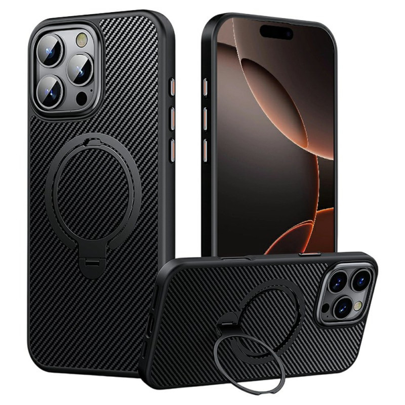 Capa MagSafe para iPhone 16 Pro Max com suporte de textura de fibra de carbono
