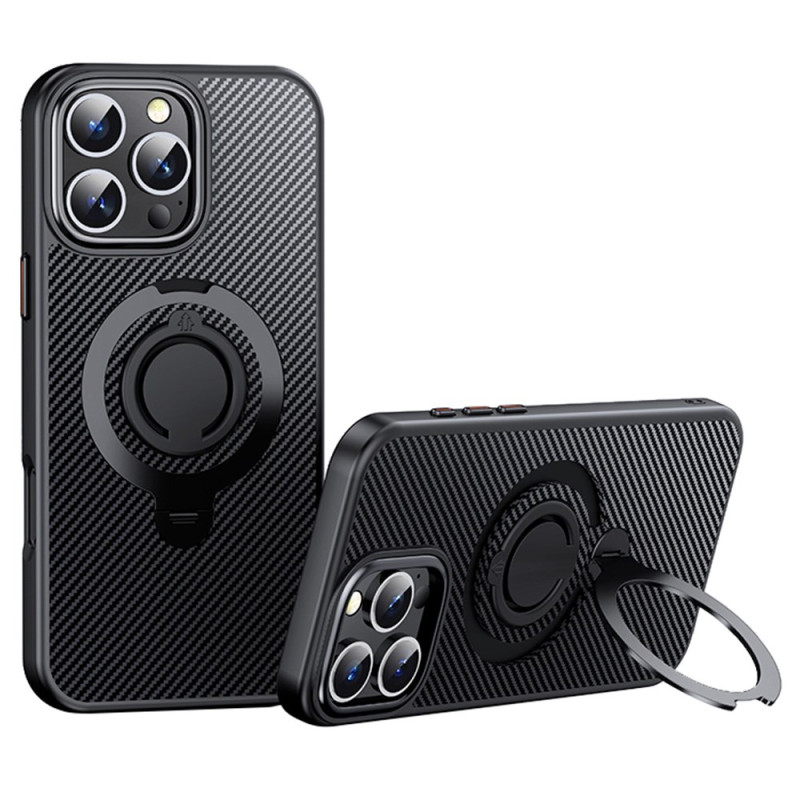 Capa MagSafe para iPhone 16 Pro Max Suporte rotativo de 360° em fibra de carbono