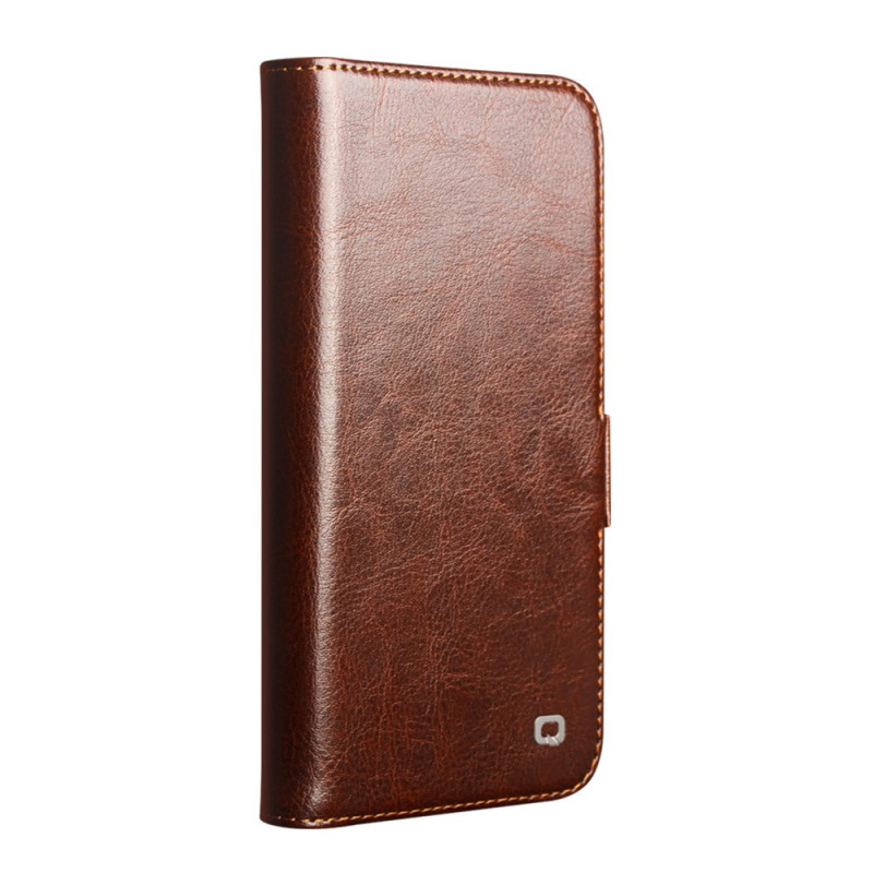 Capa flip para iPhone 16E em pele QIALINO