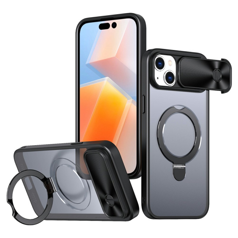 Coque iPhone 15 MagSafe avec Protection Coulissante pour Objectif et Support