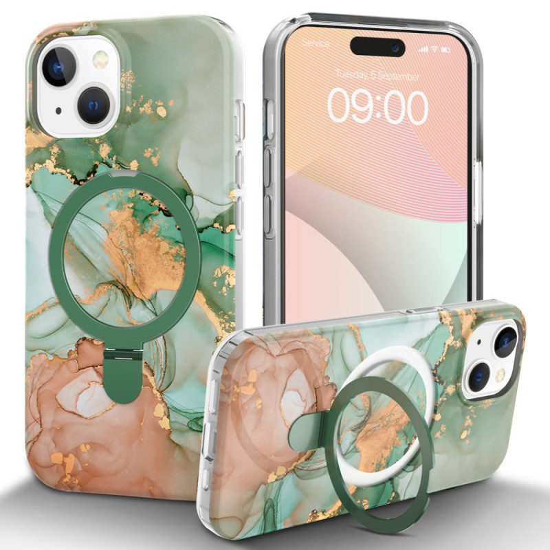 Capa para iPhone 15 Suporte para anéis em mármore Magafe