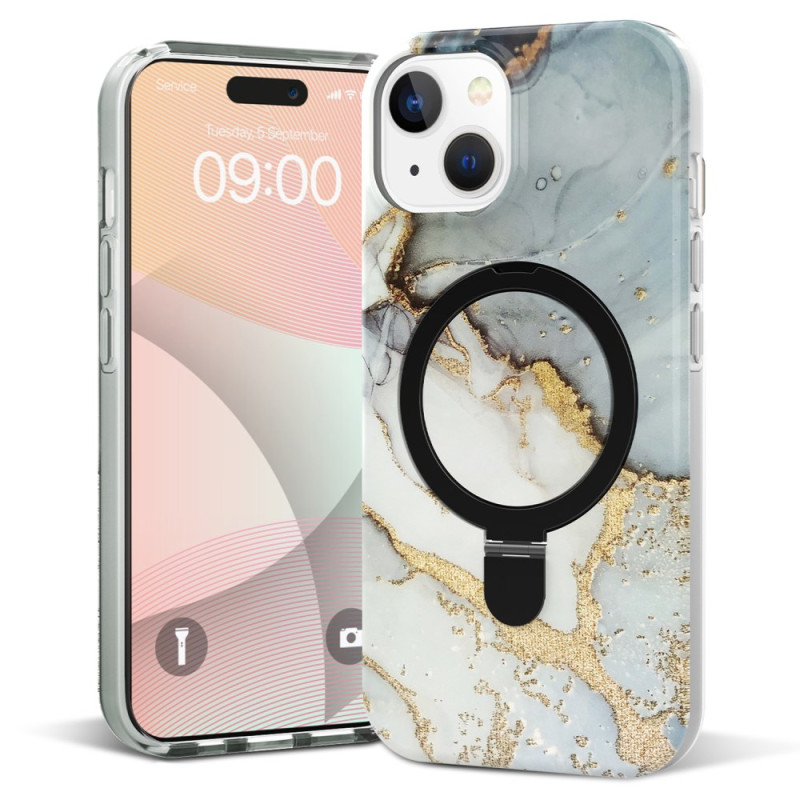 Capa para iPhone 15 Suporte para anéis em mármore Magafe