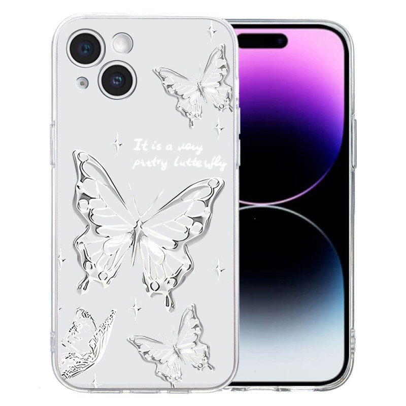 Phone 15 Capa borboleta prateada