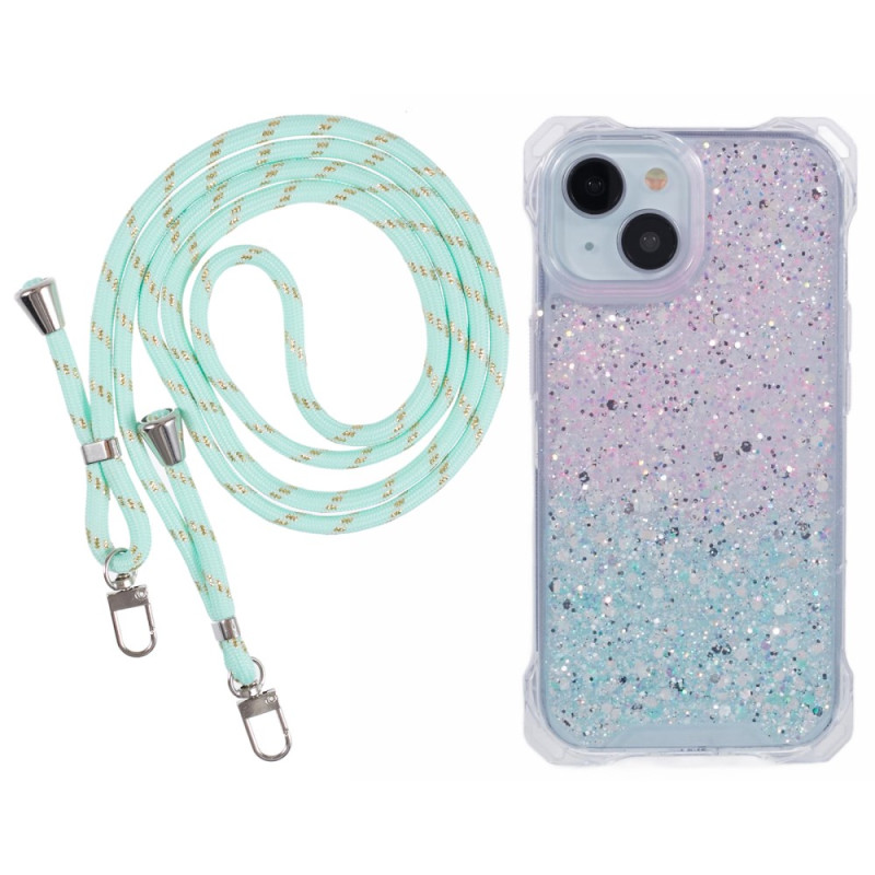 Capa com cordão brilhante para iPhone 15
