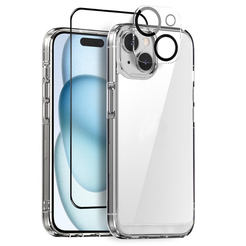 Kit de proteção 3 em 1 para iPhone 15 (capas
, protetor de ecrã e protetor de lentes)