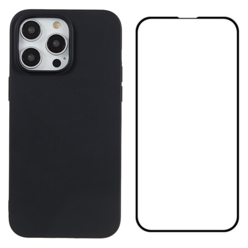 Capa de silicone para iPhone 15 Pro com protetor de ecrã