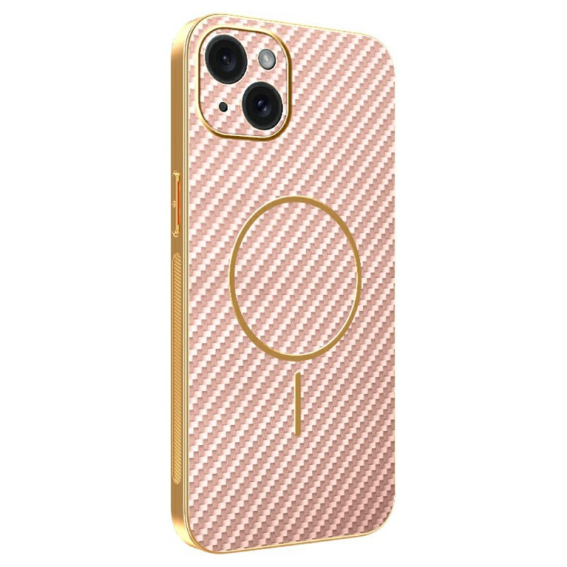 Capa para iPhone 15 Plus com textura de fibra de carbono
