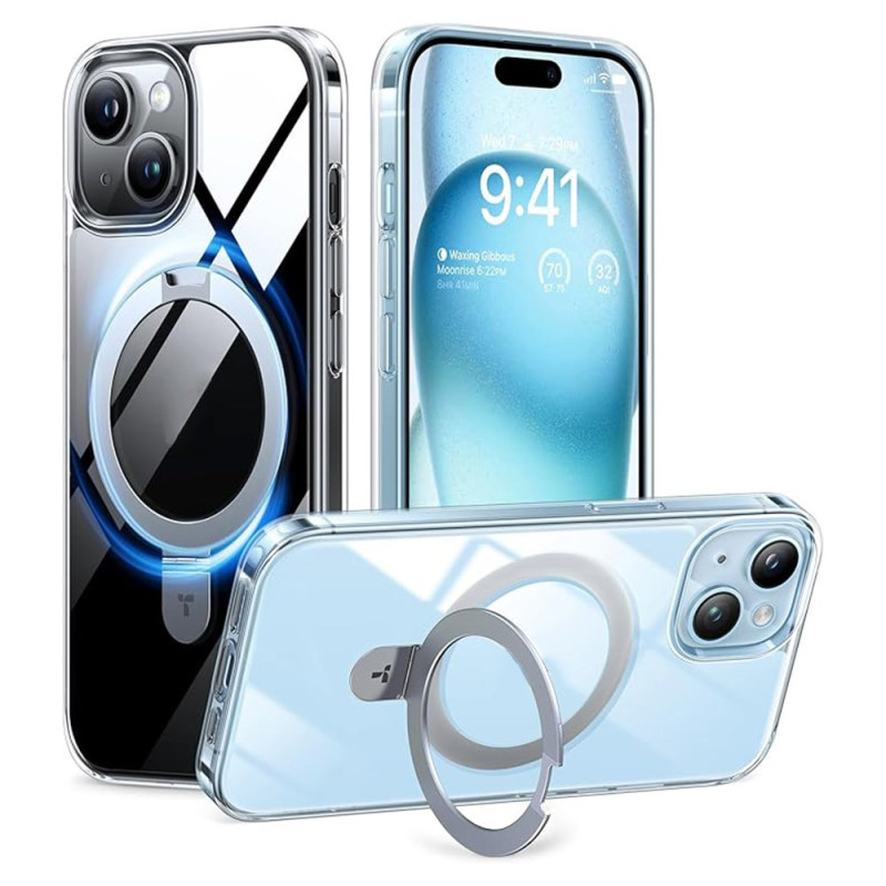 Capa transparente para iPhone 15 Plus com suporte de design premium