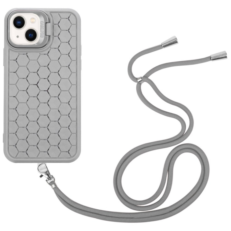 Capa MagSafe com cordão para iPhone 15 Plus com suporte de design em favo de mel