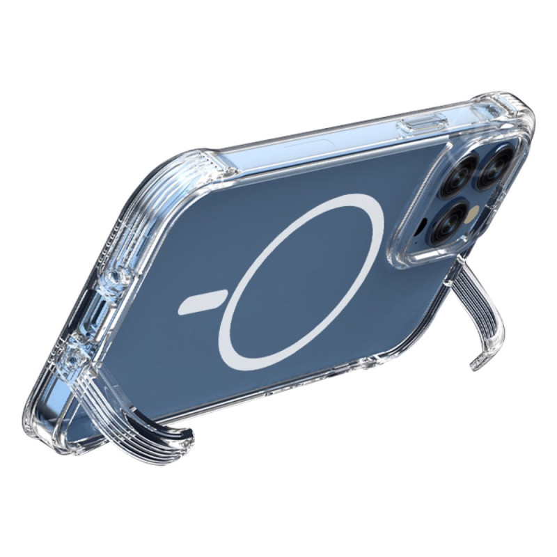 Capa MagSafe transparente para iPhone 15 Plus com suporte integrado