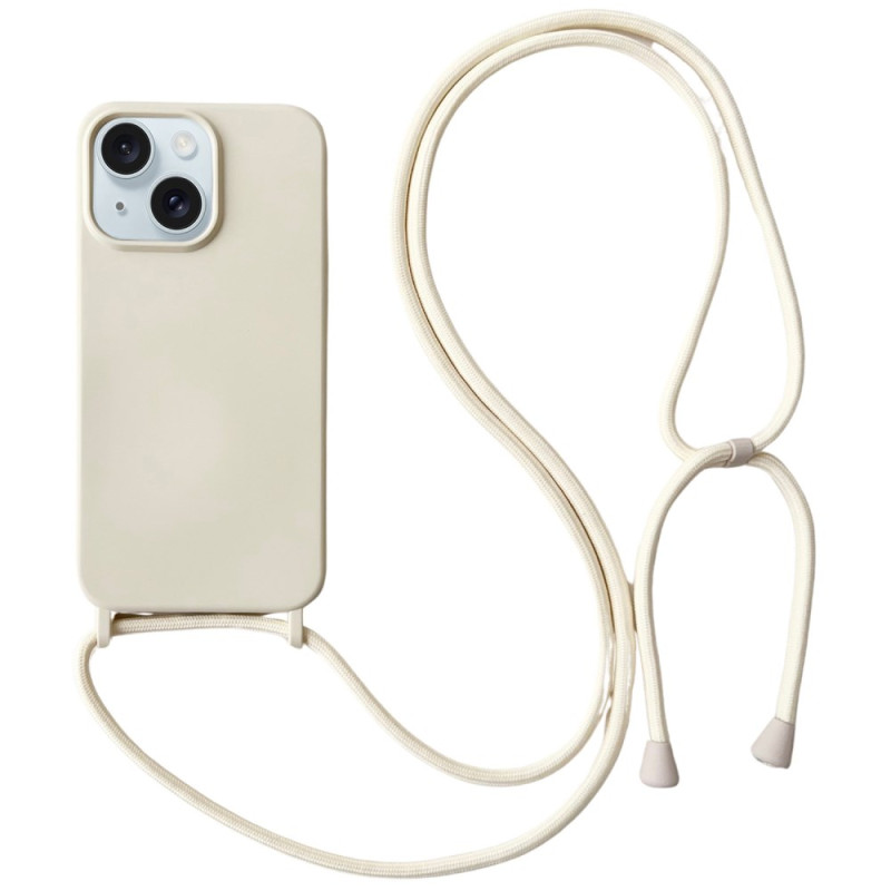 Capa de silicone clássica com cordão para iPhone 15 Plus