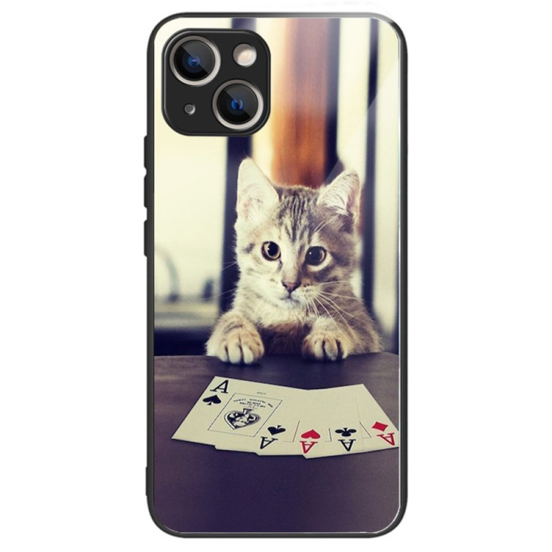 Capa iPhone 15 Plus Vidro temperado Poker Cat