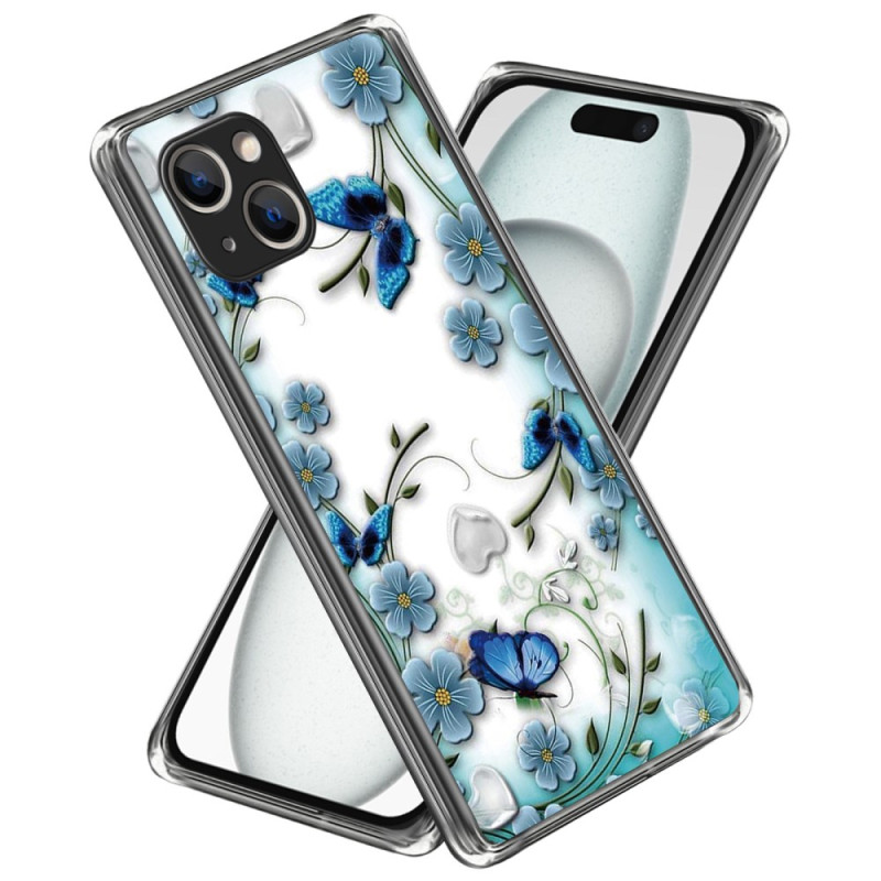 Capa para iPhone 15 Plus Borboletas e flores