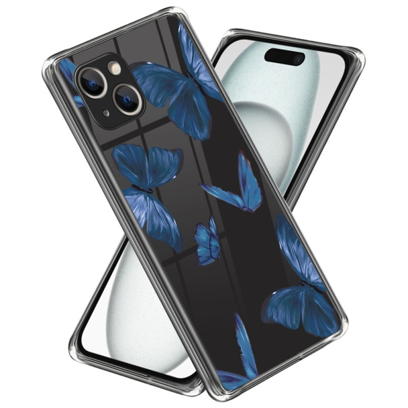 Capa iPhone 15 Plus Azul Borboletas