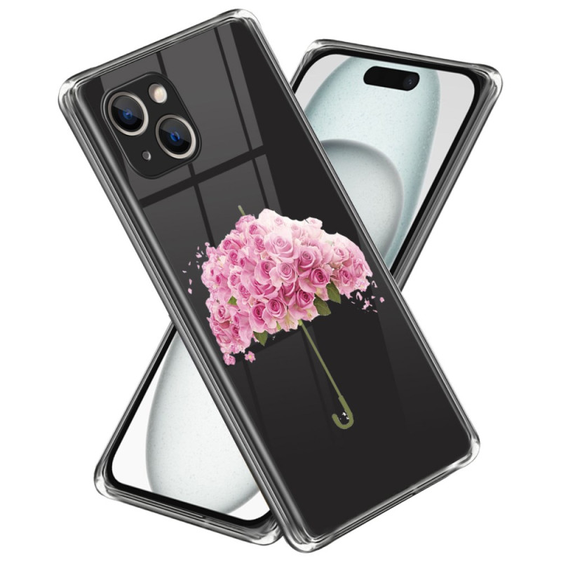 Capa floral com guarda-chuva para iPhone 15 Plus
