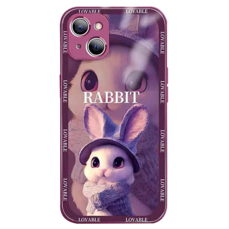 Capa de vidro temperado para iPhone 15 Plus com proteção para lentes de coelho