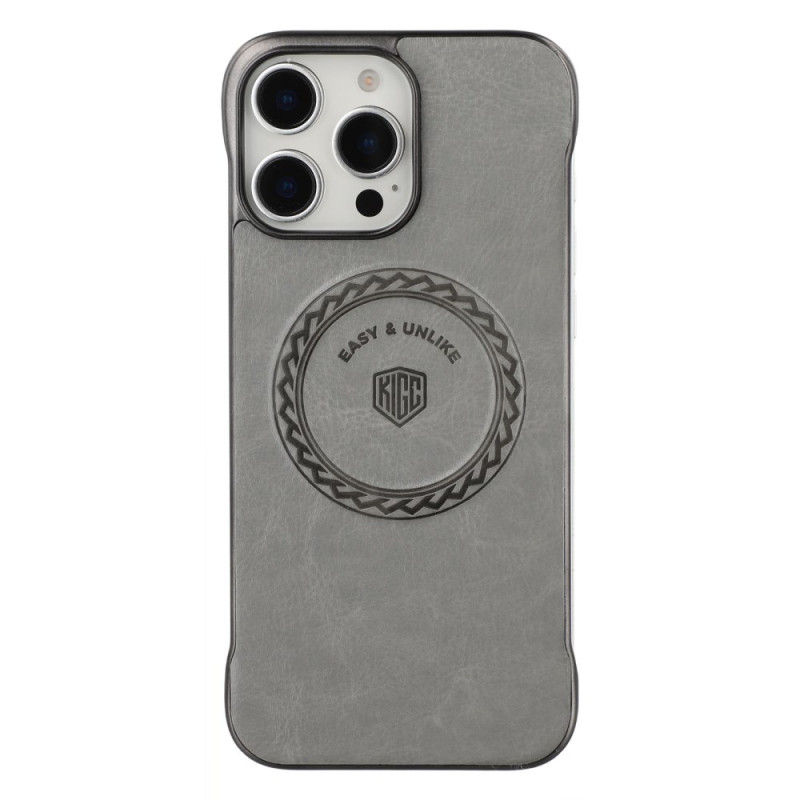 Capa MagSafe para iPhone 15 Pro em pele com acabamento metálico